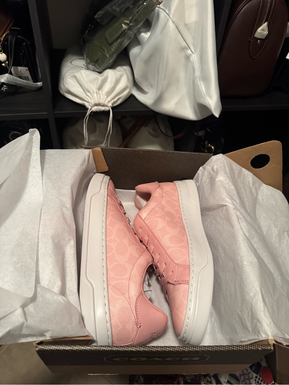 COACH Pink Signature High Line Sneakers